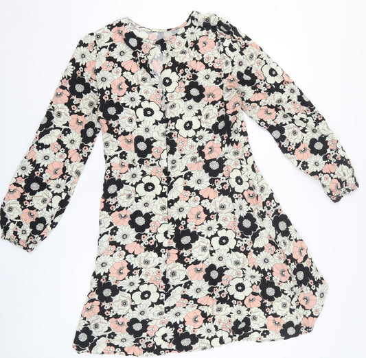 Papaya Womens Multicoloured Floral Polyester Fit & Flare Size 14 Round Neck Zip