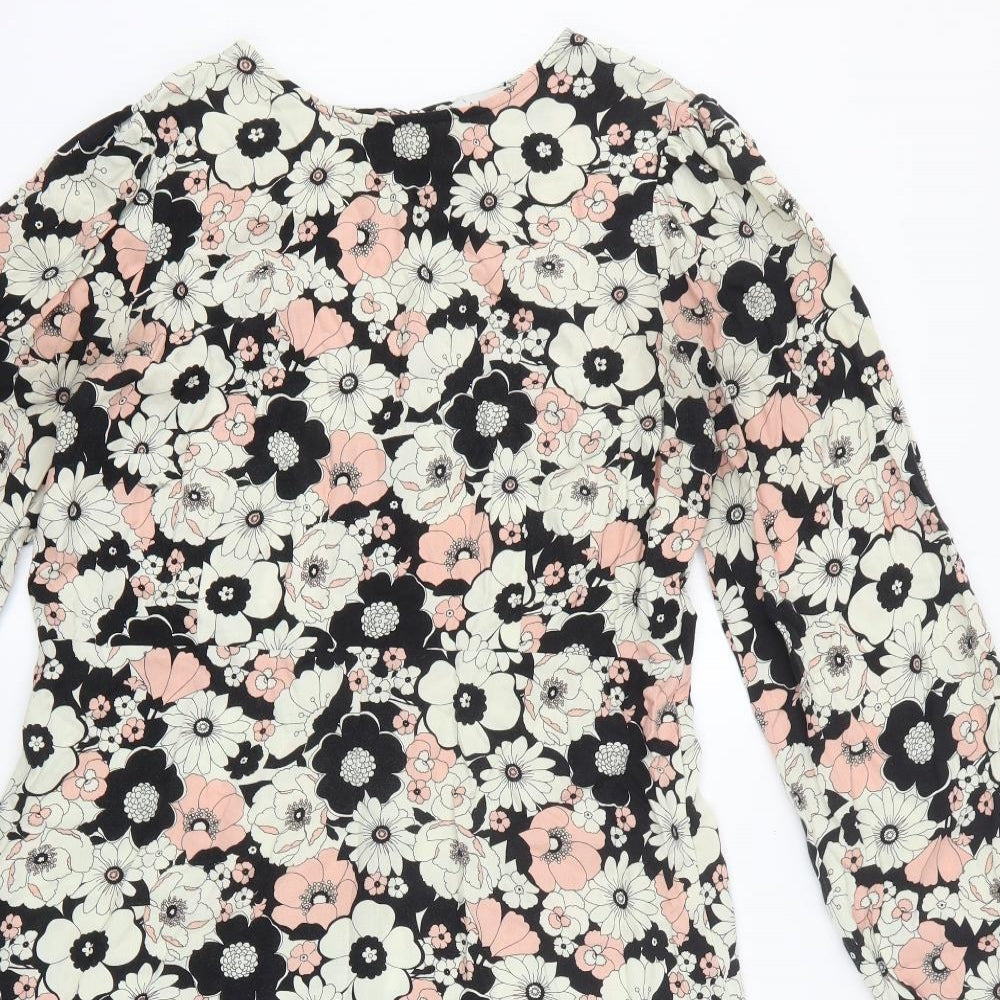 Papaya Womens Multicoloured Floral Polyester Fit & Flare Size 14 Round Neck Zip