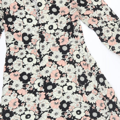 Papaya Womens Multicoloured Floral Polyester Fit & Flare Size 14 Round Neck Zip