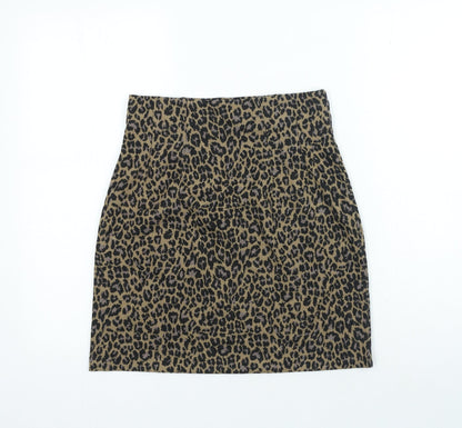 Marks and Spencer Womens Brown Animal Print Polyester Straight & Pencil Skirt Size 8