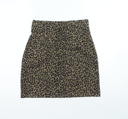 Marks and Spencer Womens Brown Animal Print Polyester Straight & Pencil Skirt Size 8