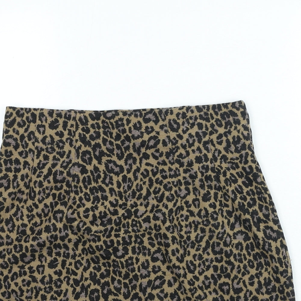 Marks and Spencer Womens Brown Animal Print Polyester Straight & Pencil Skirt Size 8