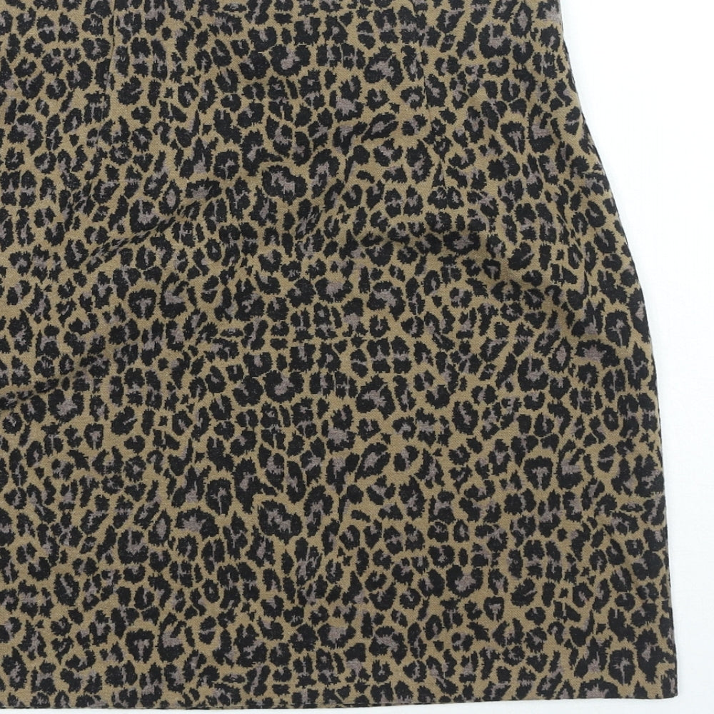 Marks and Spencer Womens Brown Animal Print Polyester Straight & Pencil Skirt Size 8