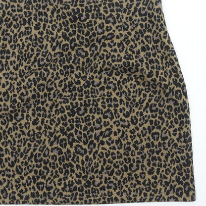 Marks and Spencer Womens Brown Animal Print Polyester Straight & Pencil Skirt Size 8