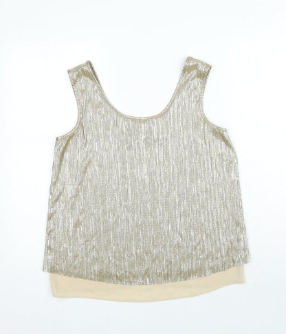 TU Womens Gold Polyester Basic Tank Size 8 Scoop Neck