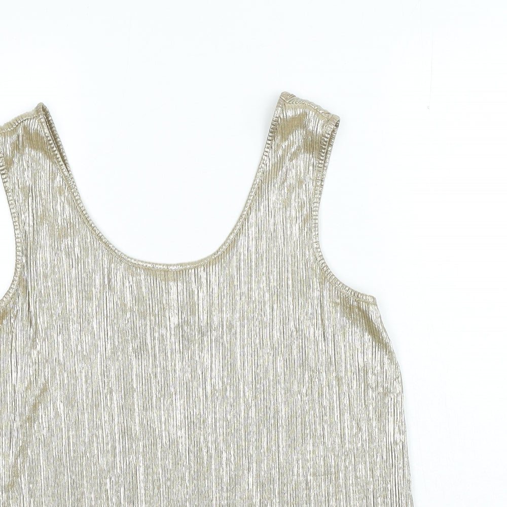 TU Womens Gold Polyester Basic Tank Size 8 Scoop Neck