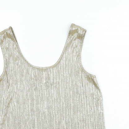 TU Womens Gold Polyester Basic Tank Size 8 Scoop Neck