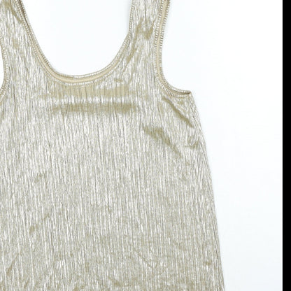 TU Womens Gold Polyester Basic Tank Size 8 Scoop Neck
