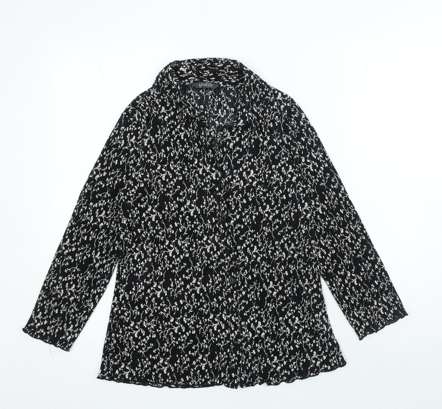 Womens UK Size 10 Profile Black Basic Button-Up