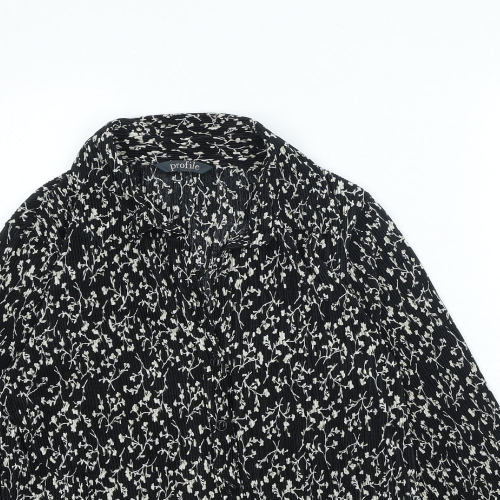 Womens UK Size 10 Profile Black Basic Button-Up