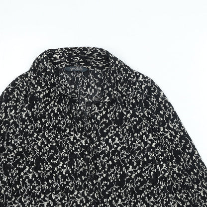 Womens UK Size 10 Profile Black Basic Button-Up