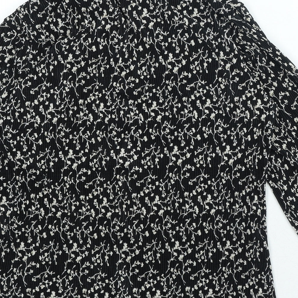 Womens UK Size 10 Profile Black Basic Button-Up