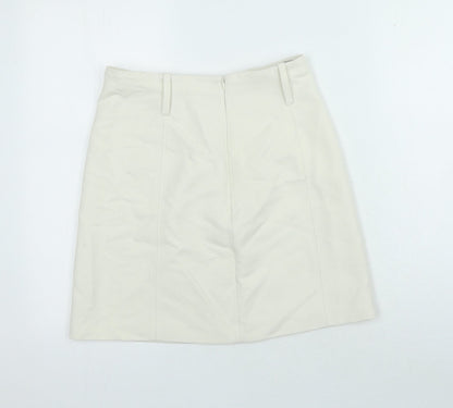 H&M Womens Ivory Polyester Mini Skirt Size 8 Zip