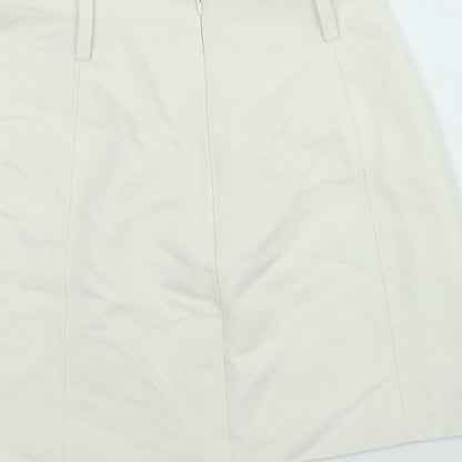 H&M Womens Ivory Polyester Mini Skirt Size 8 Zip