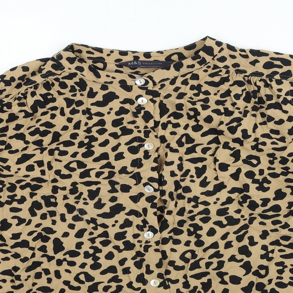 Womens UK Size 12 Marks and Spencer Brown Basic Button-Up