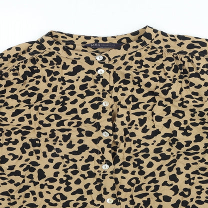 Womens UK Size 12 Marks and Spencer Brown Basic Button-Up