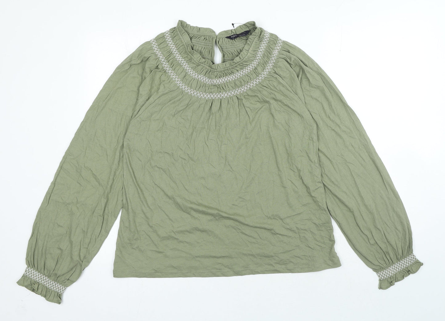 Womens UK Size 10 Marks and Spencer Green Basic Blouse
