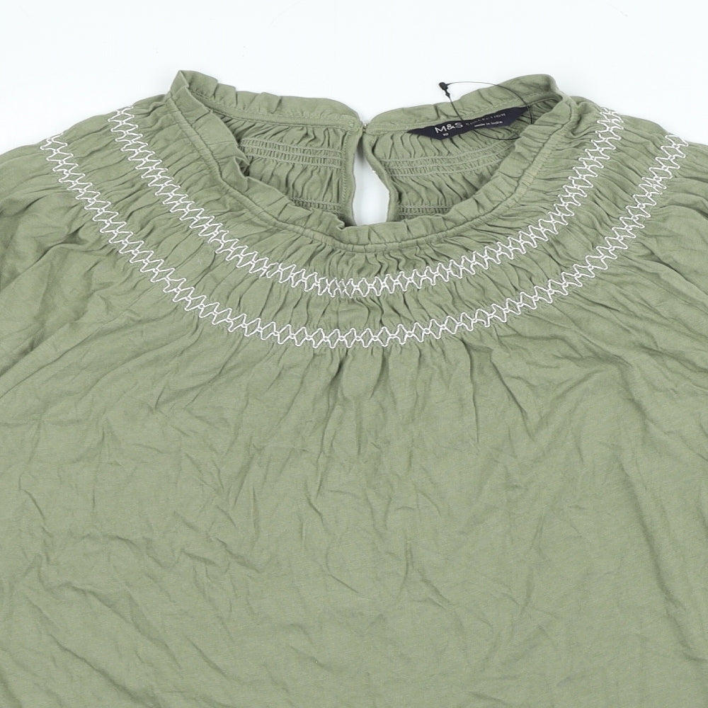 Womens UK Size 10 Marks and Spencer Green Basic Blouse