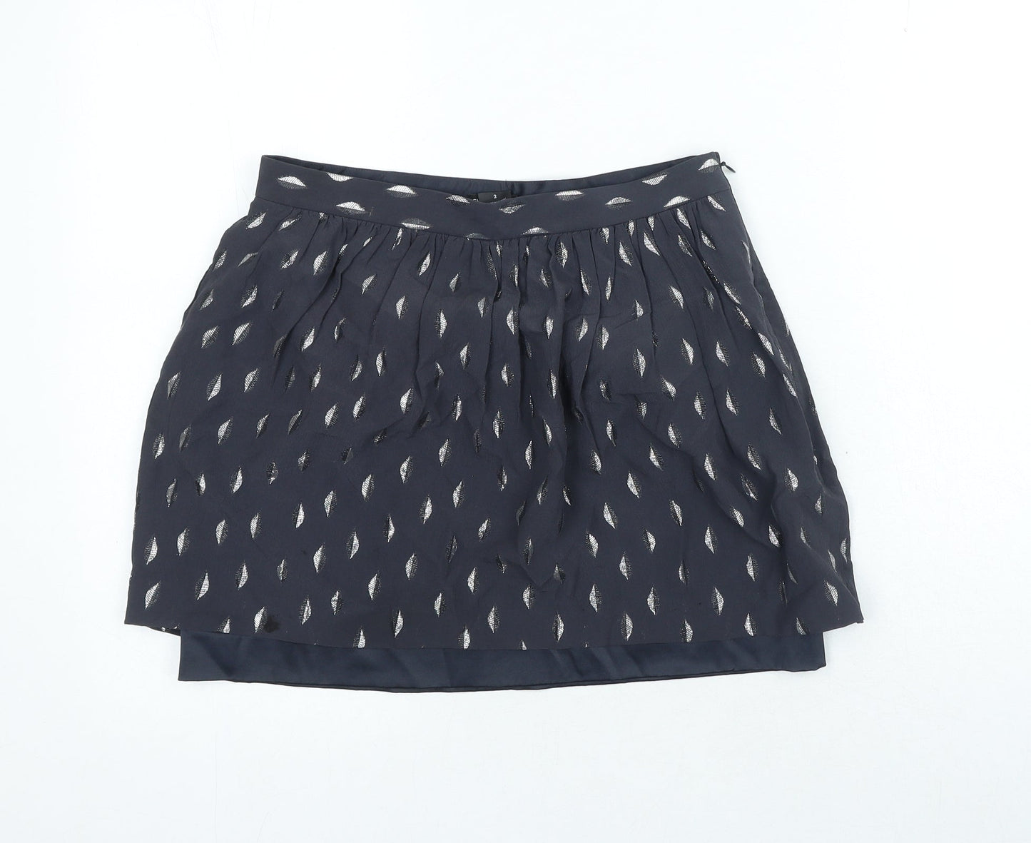 Club Monaco Womens Grey Geometric Cotton Mini Skirt Size S Zip