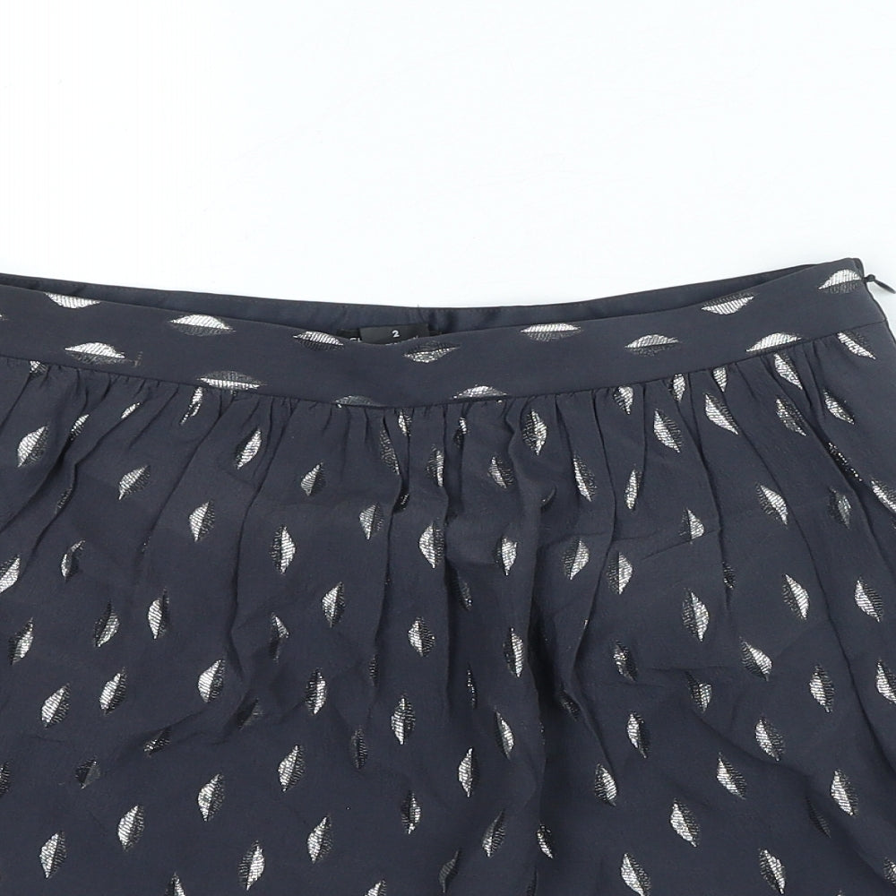 Club Monaco Womens Grey Geometric Cotton Mini Skirt Size S Zip