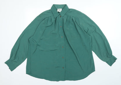 The J on D Collection Womens Green Polyester Basic Button-Up Size 14 Collared
