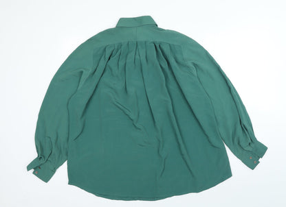 The J on D Collection Womens Green Polyester Basic Button-Up Size 14 Collared