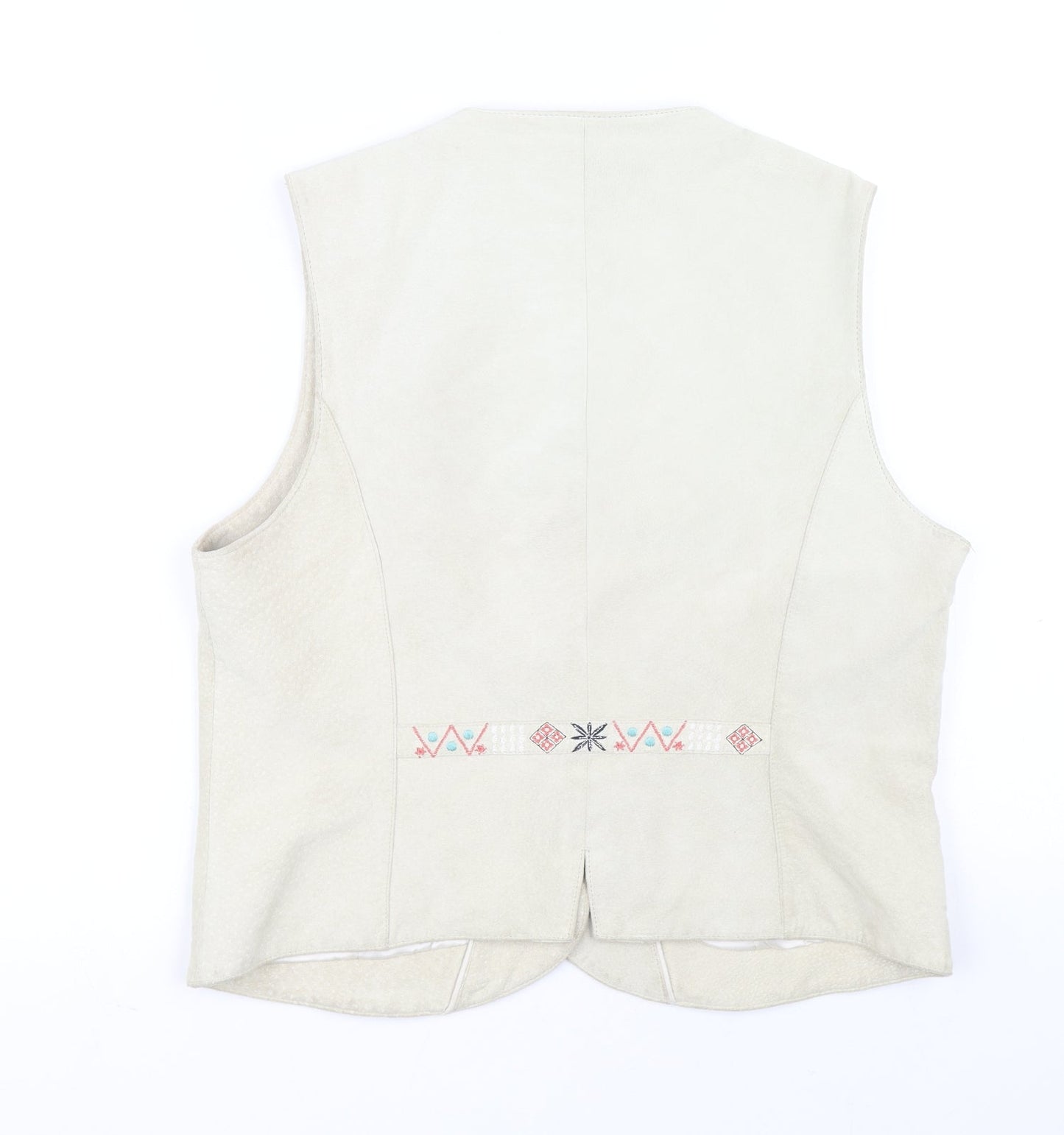 Lakeland Womens Beige Gilet Jacket Size 14 Button - Embroidered detail