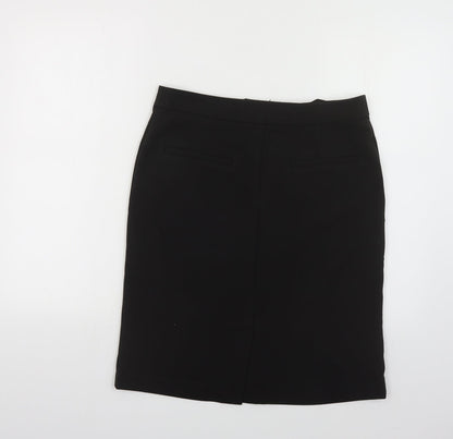 ELLE Womens Black Polyester Straight & Pencil Skirt Size M Hook & Eye