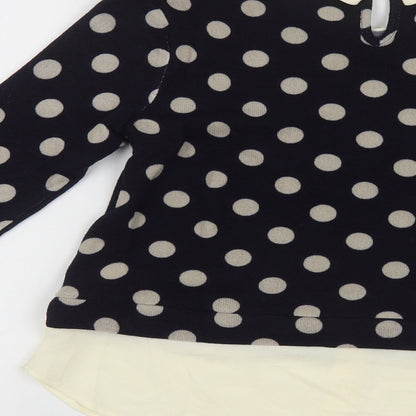 Monteau Womens Blue Collared Polka Dot Polyester Pullover Jumper Size S