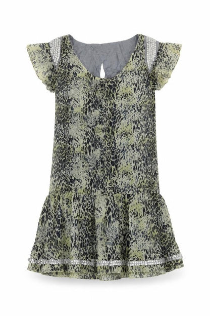 Prophecy Womens Green Animal Print Polyester Sheath Size 14 Scoop Neck Pullover