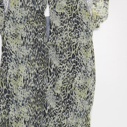 Prophecy Womens Green Animal Print Polyester Sheath Size 14 Scoop Neck Pullover