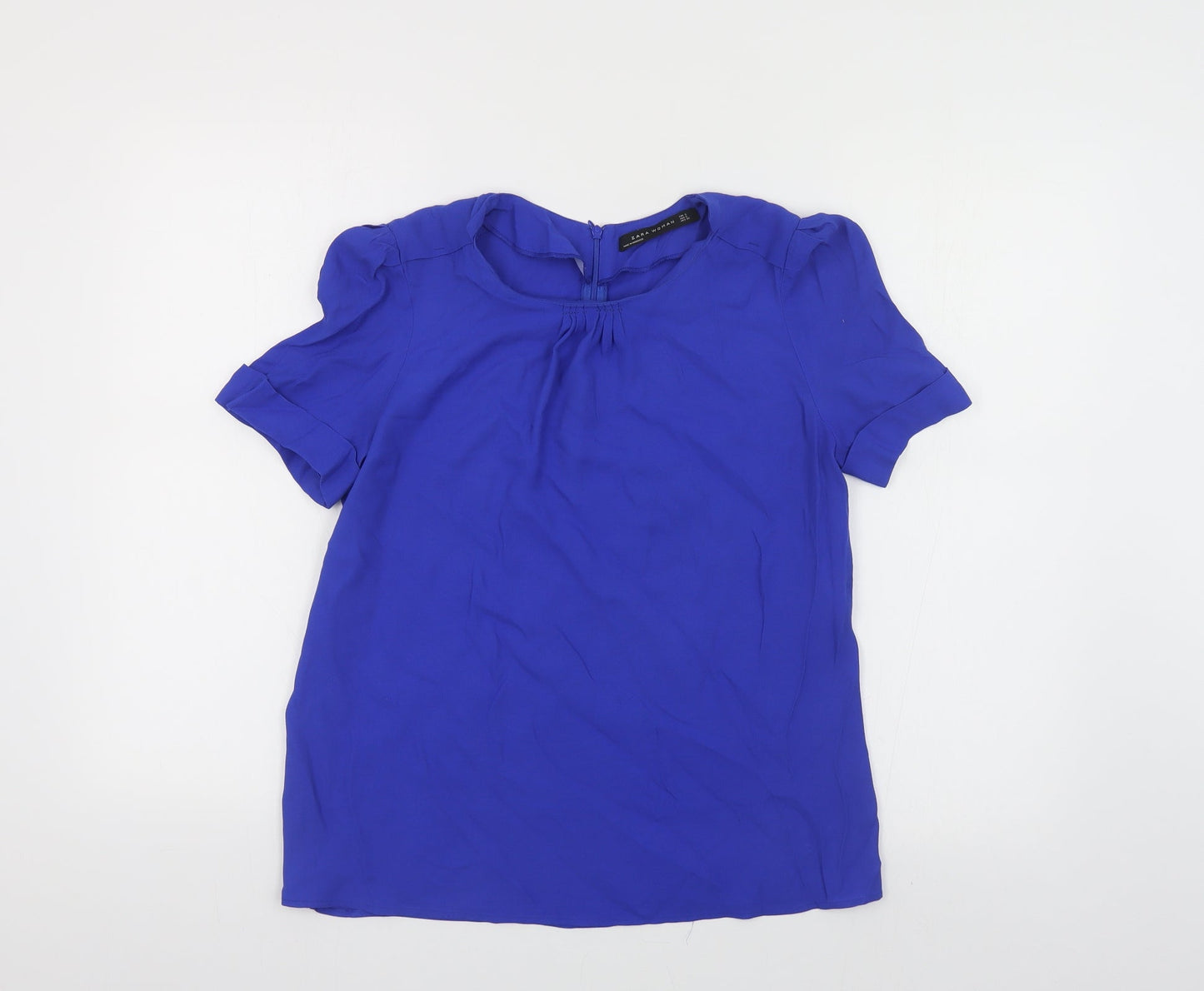 Womens UK Size S Zara Blue Basic Blouse