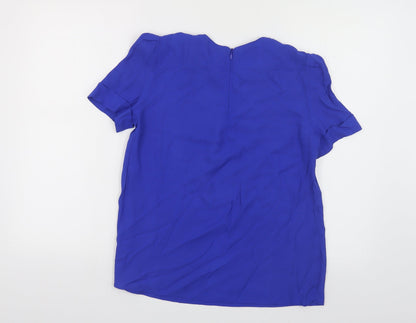 Womens UK Size S Zara Blue Basic Blouse