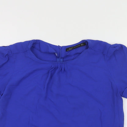Womens UK Size S Zara Blue Basic Blouse