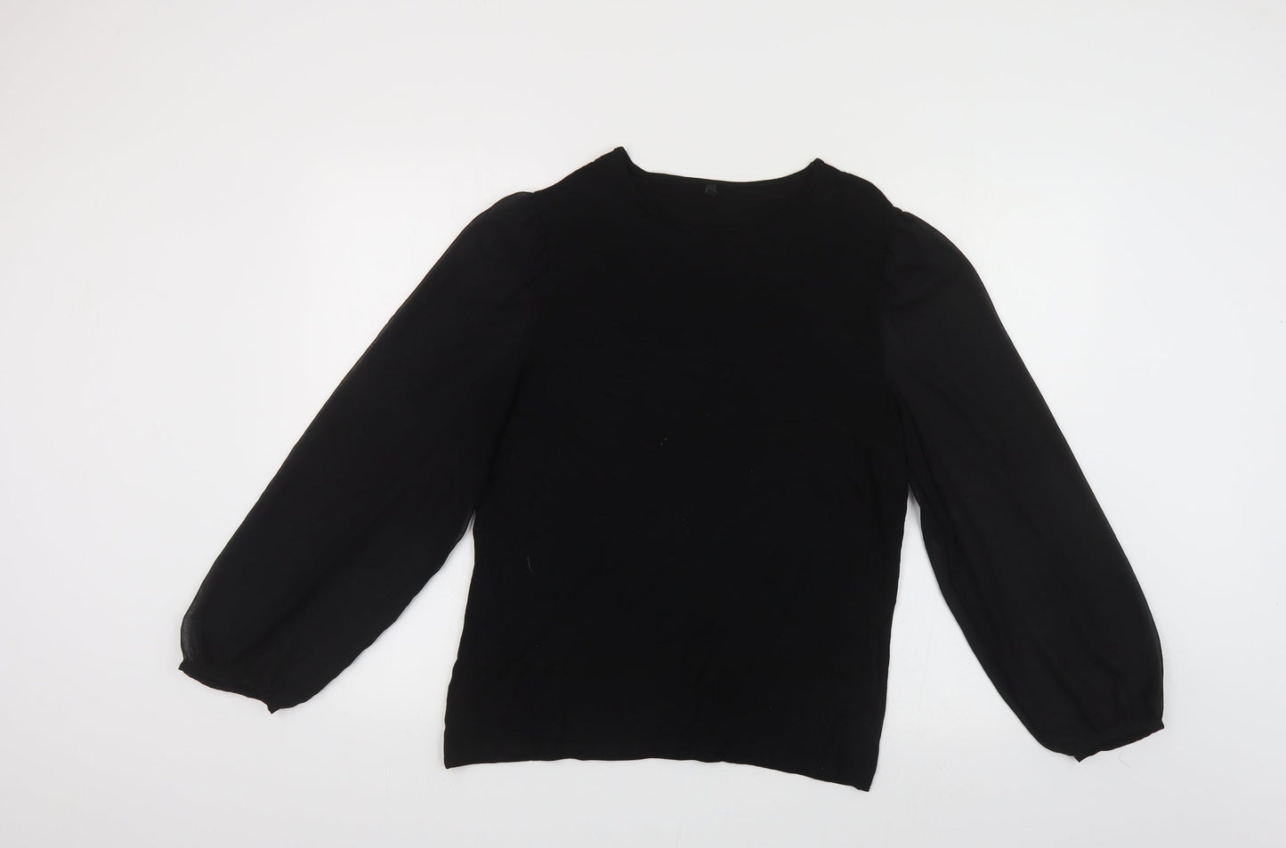 Womens UK Size M United Colors of Benetton Black Basic Button-Up