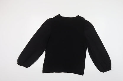 Womens UK Size M United Colors of Benetton Black Basic Button-Up