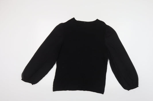 Womens UK Size M United Colors of Benetton Black Basic Button-Up