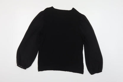 Womens UK Size M United Colors of Benetton Black Basic Button-Up