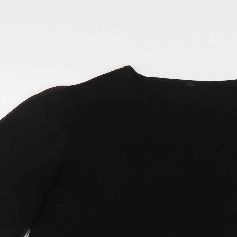 Womens UK Size M United Colors of Benetton Black Basic Button-Up