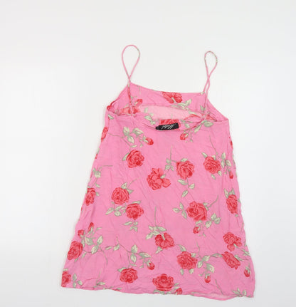 Motel Womens Pink Floral Viscose Slip Dress Size XS Round Neck Pullover