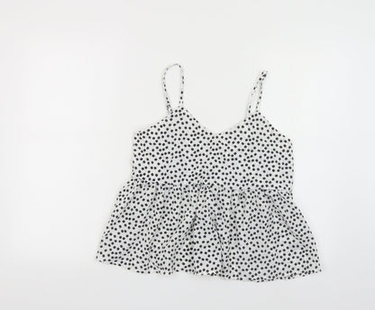 SheIn Womens White Floral Polyester Camisole Tank Size S V-Neck