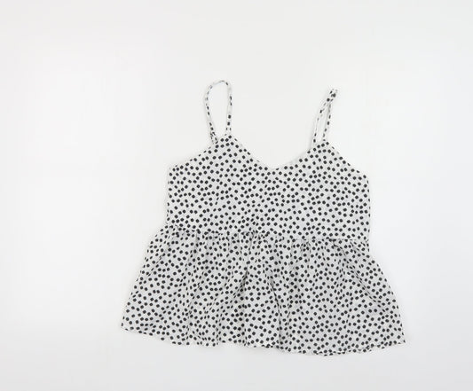 SheIn Womens White Floral Polyester Camisole Tank Size S V-Neck