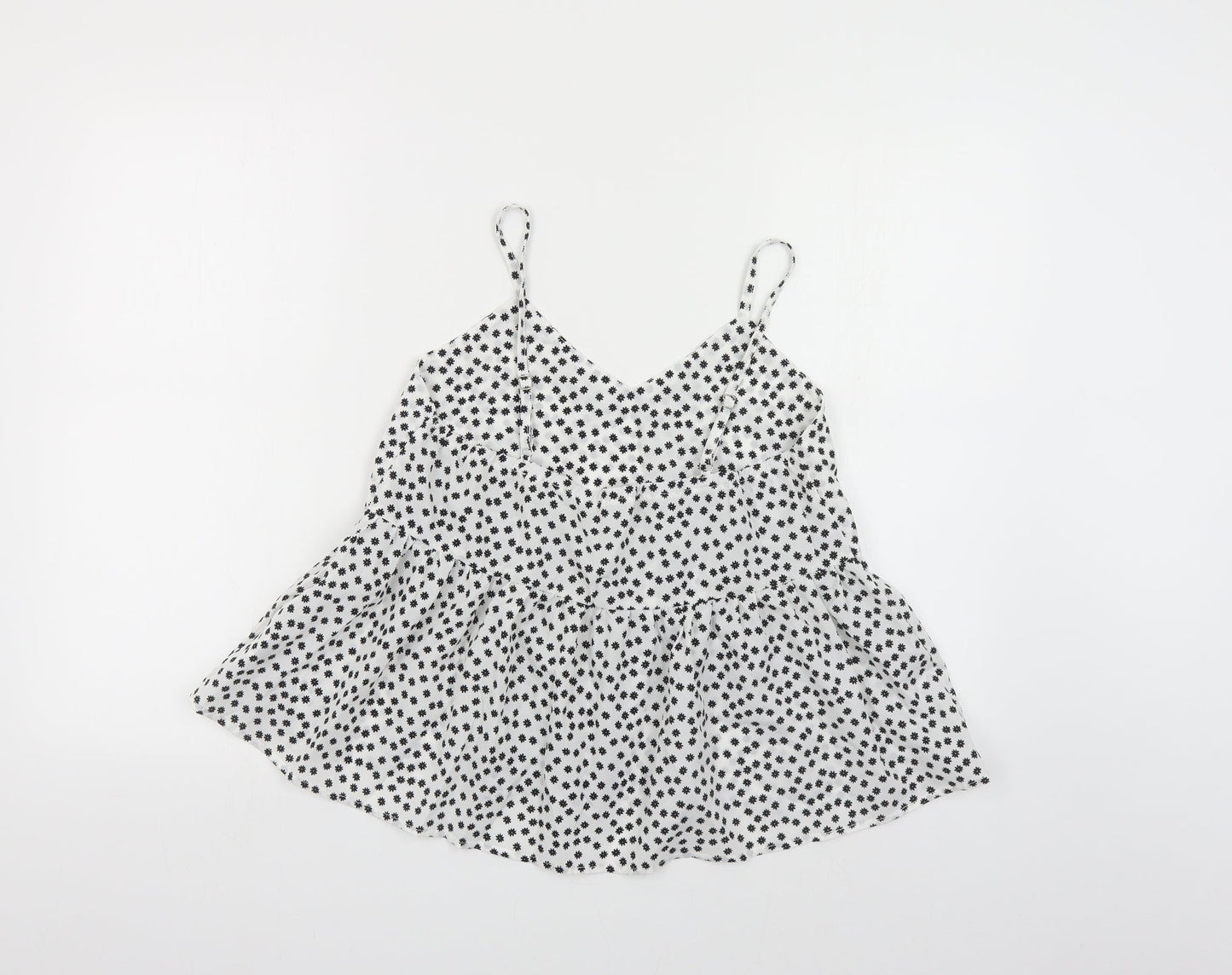 SheIn Womens White Floral Polyester Camisole Tank Size S V-Neck