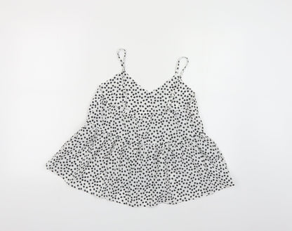 SheIn Womens White Floral Polyester Camisole Tank Size S V-Neck