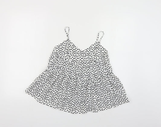 SheIn Womens White Floral Polyester Camisole Tank Size S V-Neck