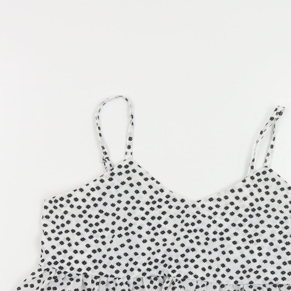 SheIn Womens White Floral Polyester Camisole Tank Size S V-Neck