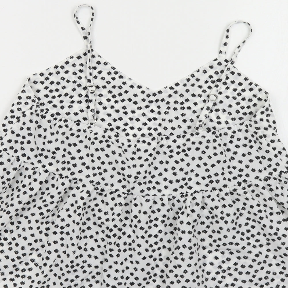 SheIn Womens White Floral Polyester Camisole Tank Size S V-Neck