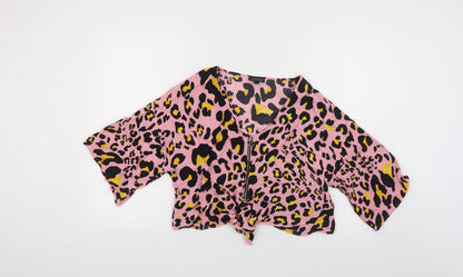 Womens UK Size 10 Topshop Pink Cropped Blouse