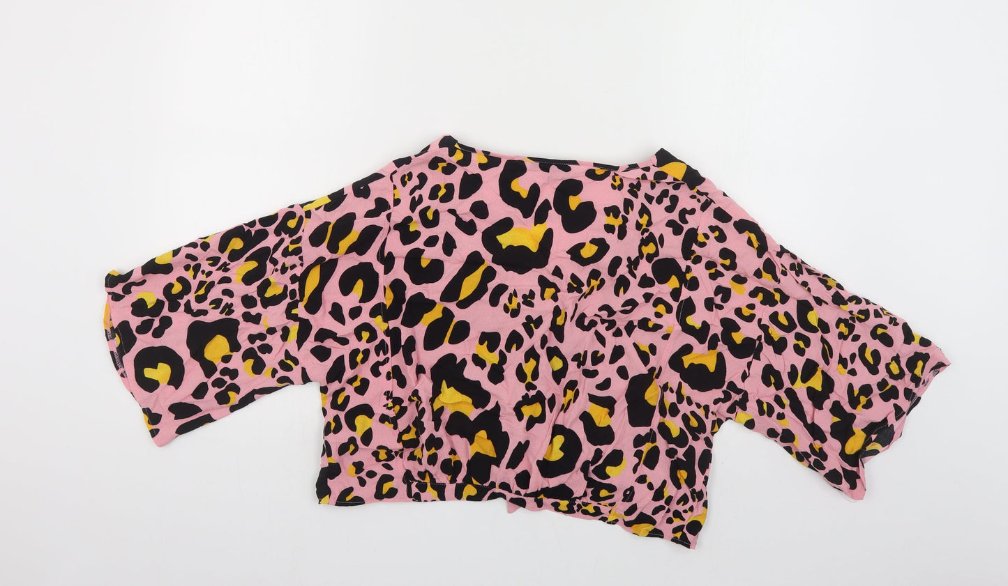 Womens UK Size 10 Topshop Pink Cropped Blouse