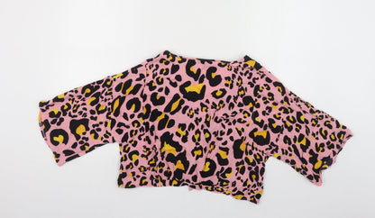 Womens UK Size 10 Topshop Pink Cropped Blouse
